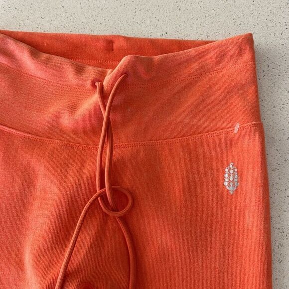 NWOT Free People High Rise Leggings Orange Peach Drawstring M/L Gym Activewear - Picture 12 of 15